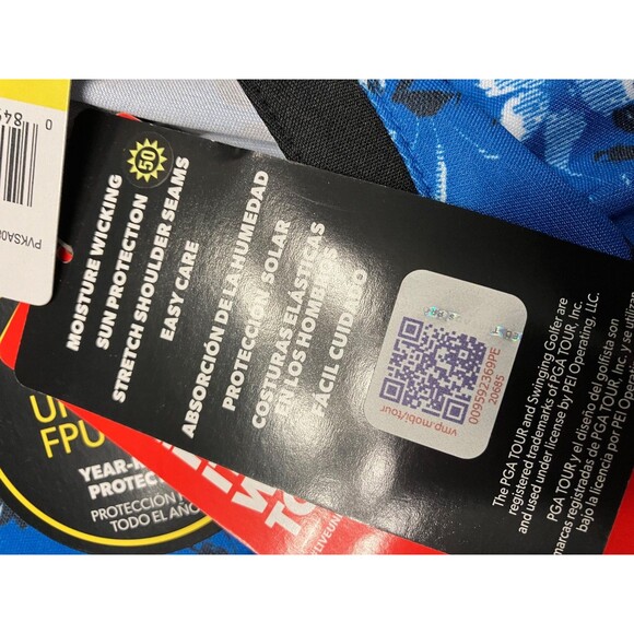 PGA Tour Womens V-neck UPF FPU 50 Blue/Black Flowered Golf Shirt Medium - Picture 5 of 9